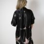 Two Pcs Robe Set Belted Lace Kimono Satin Nighty, thumbnail 6 of 11