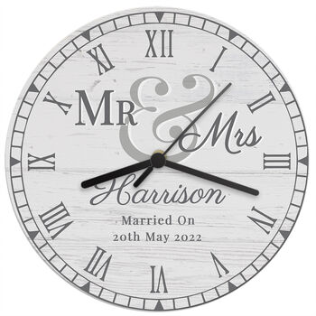 Personalised Mr And Mrs Wooden Clock Gift, 2 of 2