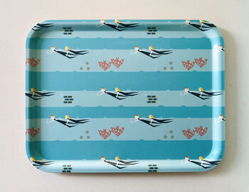 Sea Swimmers Large Tray + Tea Towel Gift Set, 6 of 9