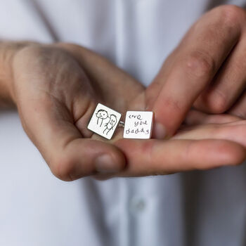 Personalised Childs Drawing Silver Square Cufflinks, 3 of 6
