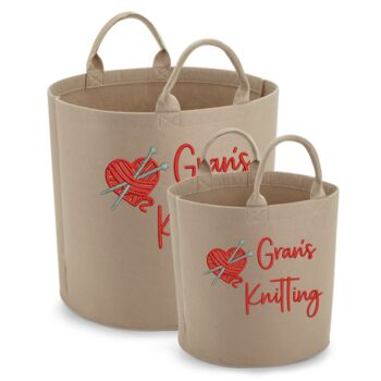 Knitting Storage Bag Personalised With Name And Design, 2 of 4