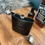Personalised Script Engraved Black Metal Hip Flask Wedding, Groomsmen And Birthday Gift, thumbnail 6 of 12