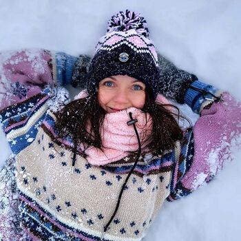 Navy Pink Tyrol Nordic Reflective Superbobble Hat, 3 of 3