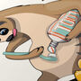 Meerkat Brushing Teeth In Bathroom, Funny Toilet Art, thumbnail 4 of 9