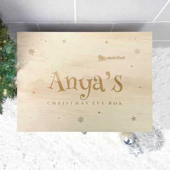 Personalised Santa Sleigh Engraved Christmas Eve Box Five Sizes, 10 of 11