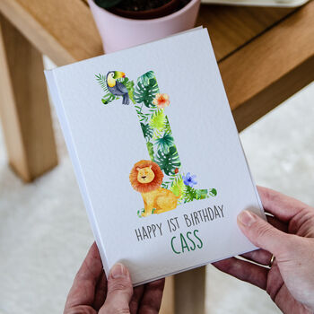 Personalised Children's Birthday Card Jungle Lion, 2 of 7