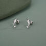 Sterling Silver Dolphin 18 G Screw Back Earrings With Ball Backs, thumbnail 1 of 11