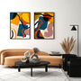 Blue And Yellow Oversized Abstract Print Set Of Three, thumbnail 6 of 12