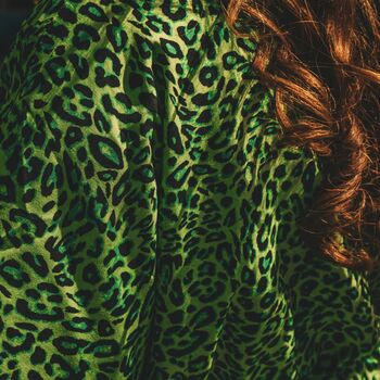 Acid Green Leopard Print Viscose Kimono, 4 of 4