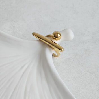 Ball Bar Ring Gold Non Tarnish Waterproof, 3 of 10