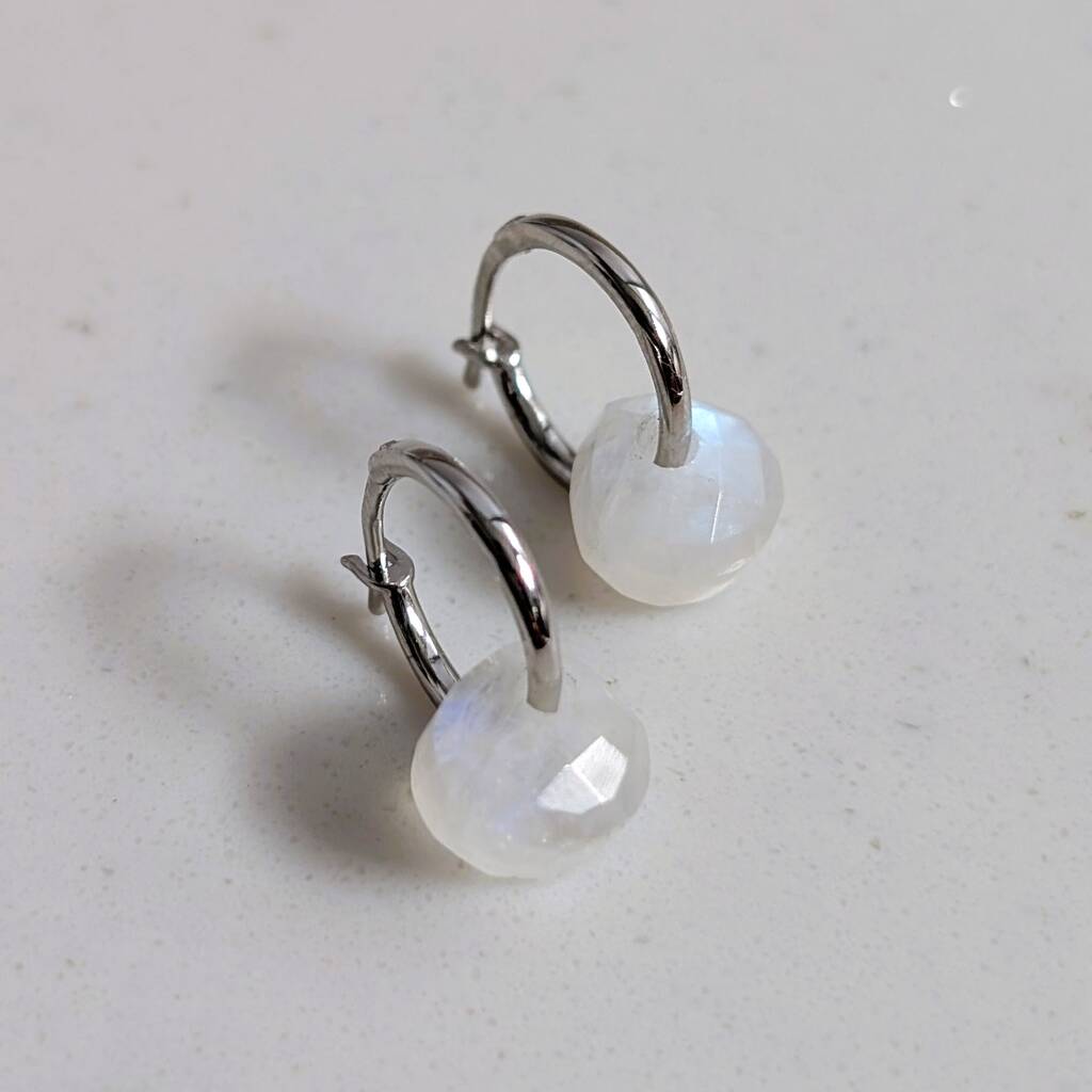 Moonstone Teardrop June Birthstone Earrings, Silver, 1 of 5