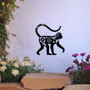 Floral Monkey Metal Wall Art For Garden And Home Decor Gift, 4 of 10