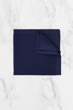 Handmade 100% Polyester Knitted Tie In Navy Blue, 4 of 7