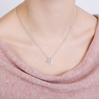 Moon And Star Diamante Necklace, 5 of 6