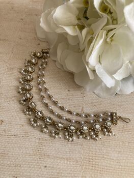 Indian Gold Plated Pearl Ear Chains/Kaan Chain, 4 of 6