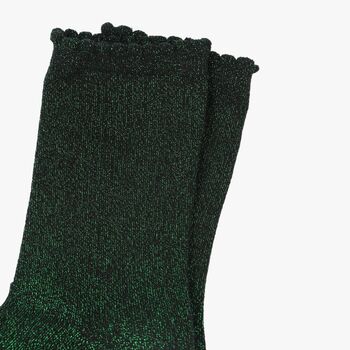 Women's Glitter Socks Black Green, 3 of 3