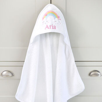Personalised Rainbow Hooded Baby Towel, 2 of 6