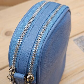 Double Zip Cross Body Bag In Denim Blue, 3 of 3