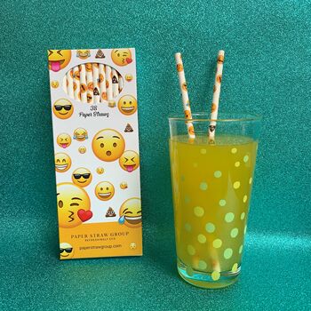 Emoji Paper Straws Box Of 38 100% Biodegradable, 5 of 8