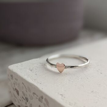 9ct Rose Gold Heart Stacker Ring, 5 of 10