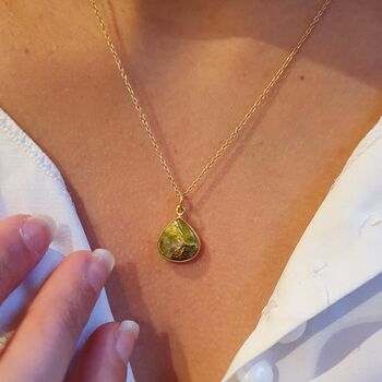 18k Gold Vermeil Plated Peridot Birthstone Necklace, 2 of 4