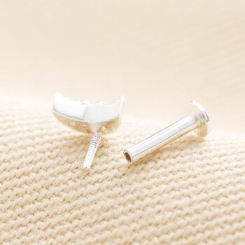Sterling Silver Crystal Moon Piercing Earring, 5 of 6