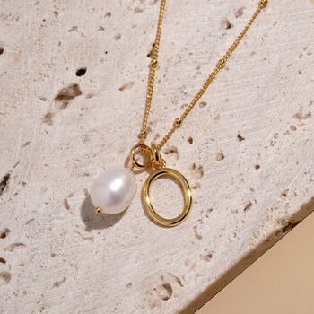 Gold Vermeil Pearl Initial Letter Personalized Necklace, 10 of 12