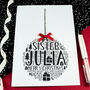 Personalised Sister Christmas Bauble Card, thumbnail 1 of 7
