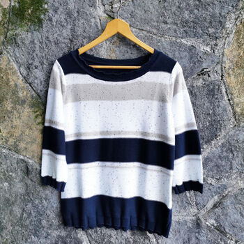 Adelaide Striped Cotton Jumper With Mini Sequins, 6 of 8