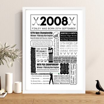 2008 Personalised 18th Birthday Golf Fact Print, 2 of 10