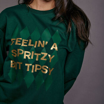 Spritzy Bit Tipsy Slogan Christmas Sweatshirt, 8 of 8