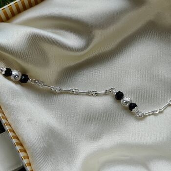Sterling Silver Black Bead Payal Anklet, 5 of 5