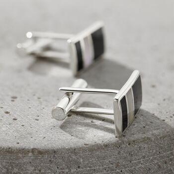 Personalised Black Onyx And Mother Of Pearl Cufflinks, 3 of 6