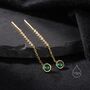 Emerald Green Bezel Cz Crystal Threader Earrings, thumbnail 5 of 10