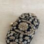 Black Handcrafted Embroidered Pearl Oval Clutch Bag, thumbnail 5 of 10
