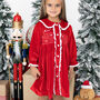 Personalised Girl's Christmas Red Velvet Dressing Gown, thumbnail 2 of 3