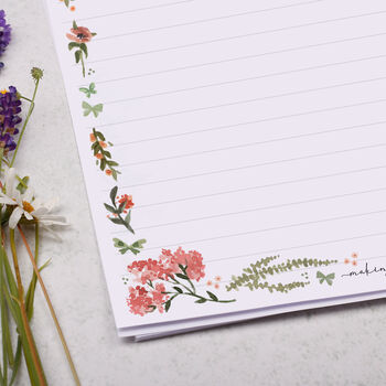 A4 Letter Writing Paper Pink Floral Border, 2 of 4