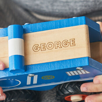 Personalised Wooden Police Car Toy, 2 of 5