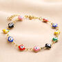 Gold Stainless Steel Colourful Evil Eye Charm Bracelet, thumbnail 1 of 5
