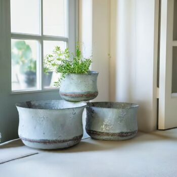 Vintage Style Turquoise Iron Planters, 6 of 8