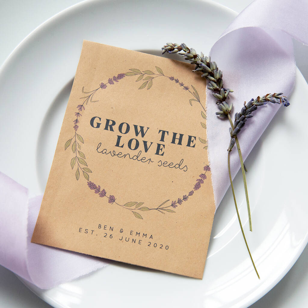 10 Grow The Love Lavender Seed Packet Favours, 1 of 6