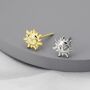 Sterling Silver Tiny Sun Stud Earrings, thumbnail 3 of 12