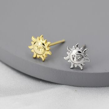 Sterling Silver Tiny Sun Stud Earrings, 3 of 12