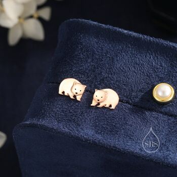 Sterling Silver Wombat Stud Earrings, 3 of 11