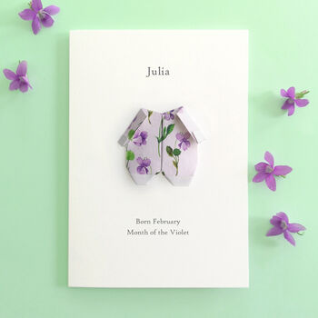Personalised Birth Flower New Baby Origami Card, 7 of 7