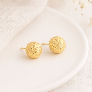 9ct Yellow Gold Diamond Cut Ball Stud Earrings – 7mm, 4 of 5