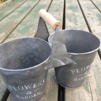 Zinc Twin Planter With Handle, 4 of 5