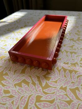 Orange Decorative Bobbin Style Tray With Pink Boarder, 2 of 3