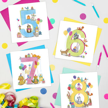 Age Three 'The Birthday Bunch' Animal Card, 3 of 4