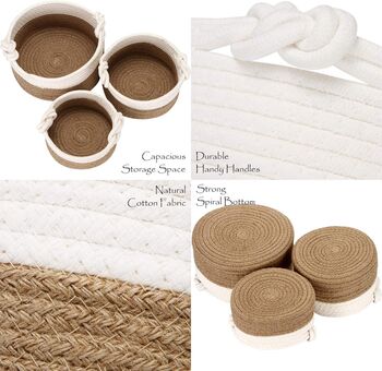 Three Pack Cotton Rope Woven Storage Baskets, 2 of 6